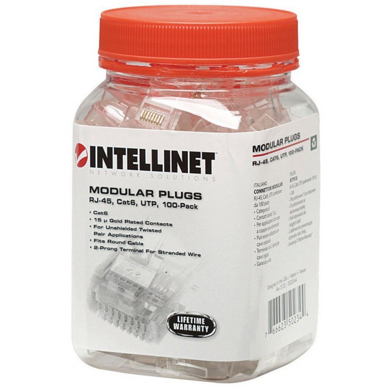 Lot de 100 connecteurs modulaires RJ-45 Cat6 Lot de 100 connecteurs modulaires RJ-45 Cat6