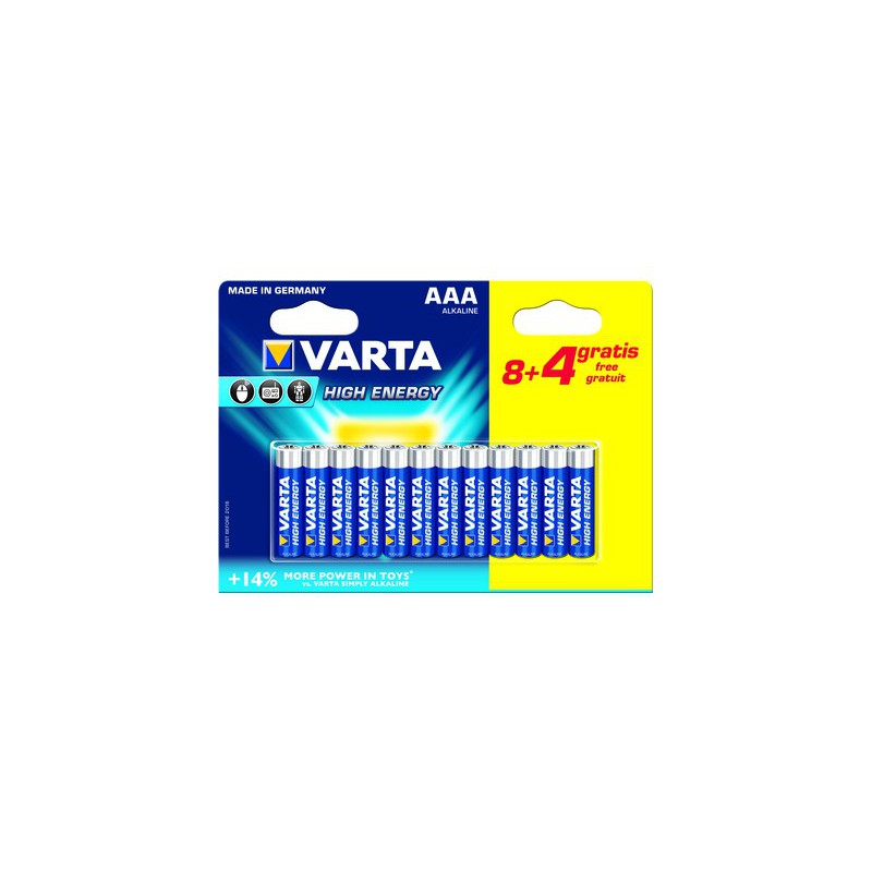 8x Piles AAA Varta High Energy LR03 BP8 + 4 Piles offertes 8x Piles AAA Varta High Energy LR03 BP8 + 4 Piles offertes
