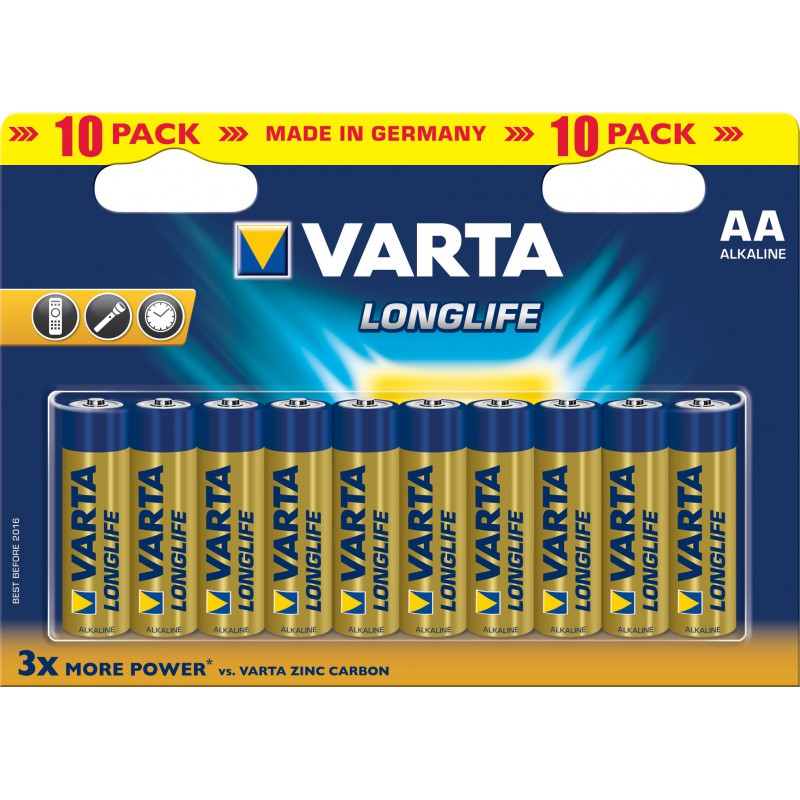 10x Piles AA Varta LongLife LR6 BP10 10x Piles AA Varta LongLife LR6 BP10