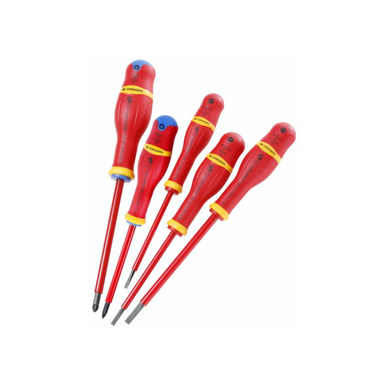 Jeux de 5 Tournevis Protwist isolés 1000 V Facom AD.J5VE Jeux de 5 Tournevis Protwist isolés 1000 V Facom AD.J5VE