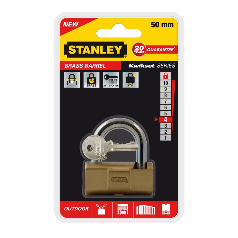 Cadenas à clé en laiton à barillet Or Stanley / 50mm Cadenas à clé en laiton à barillet Or Stanley / 50mm