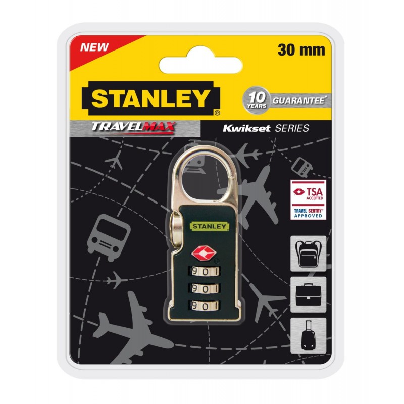Cadenas de voyage Stanley à combinaison 3 chiffres / Ance porte-clé 30mm Cadenas de voyage Stanley à combinaison 3 chiffres / Ance porte-clé 30mm