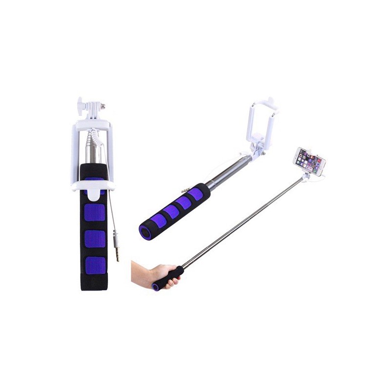 Perche télescopique selfie Bluetooth extensible / Violet Perche télescopique selfie Bluetooth extensible / Violet