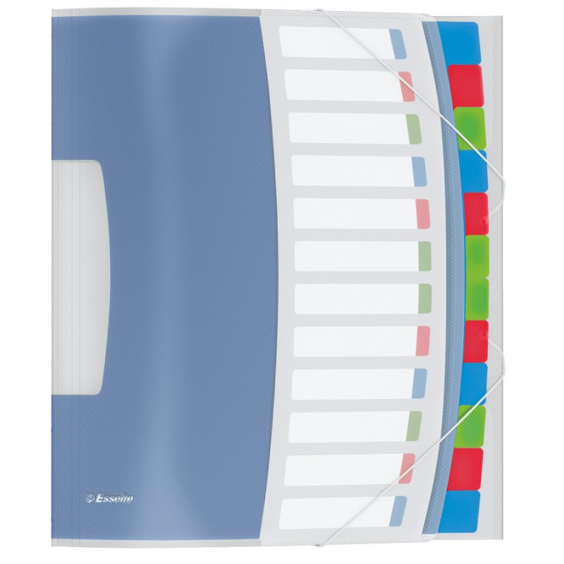 Trieur Esselte Vivida translucide 12 onglets couleurs / Blanc Trieur Esselte Vivida translucide 12 onglets couleurs / Blanc