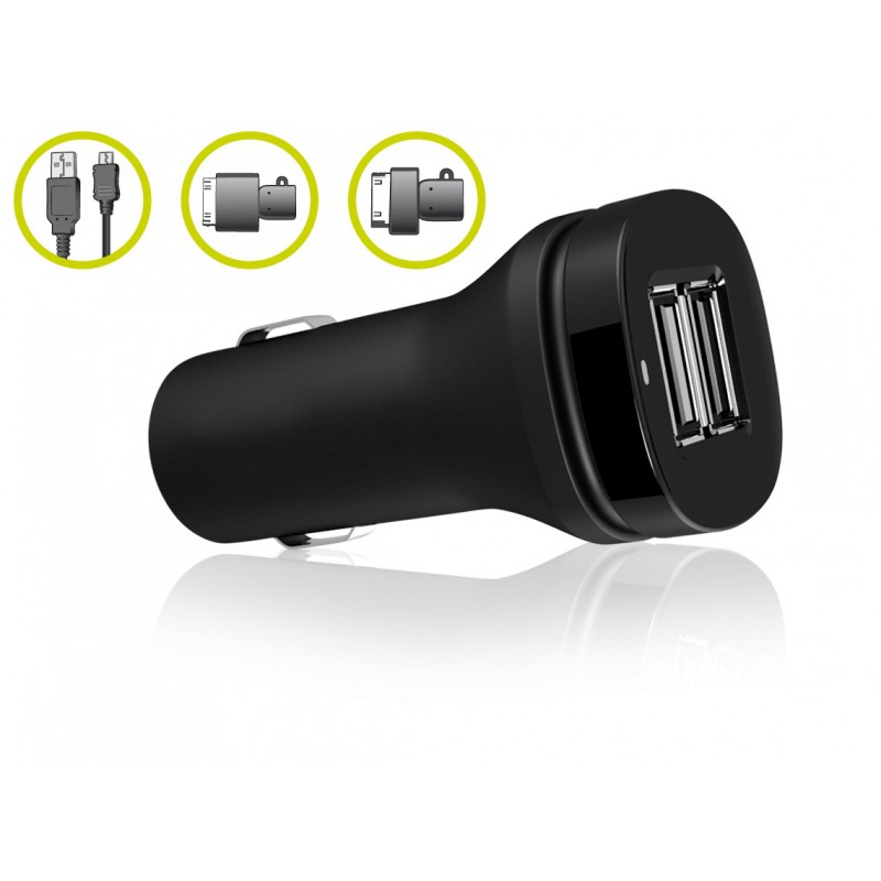 Chargeur Allume Cigare Ksix + Câble USB de synchronisation Chargeur Allume Cigare Ksix + Câble USB de synchronisation