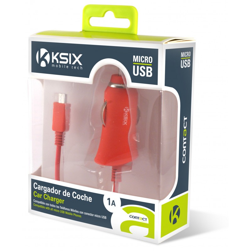 Chargeur Allume Cigare Ksix Micro USB 1A / Rouge Chargeur Allume Cigare Ksix Micro USB 1A / Rouge