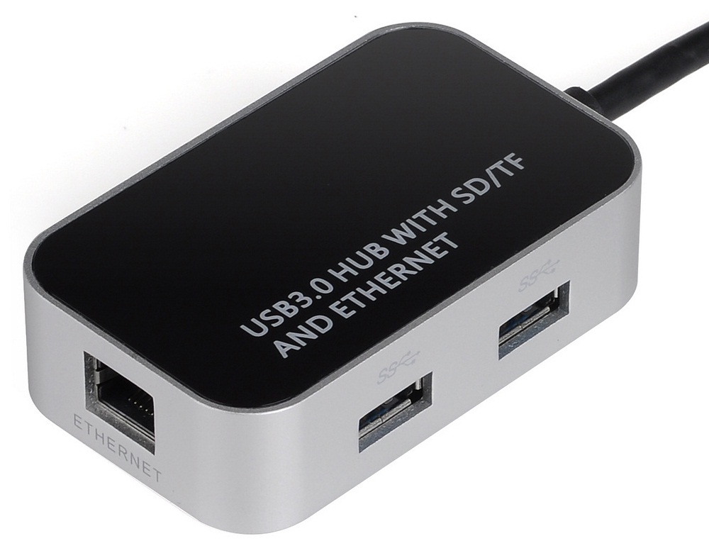 Hub USB 3.0 Renkforce 3 ports avec lecteur de carte SD intégré noir