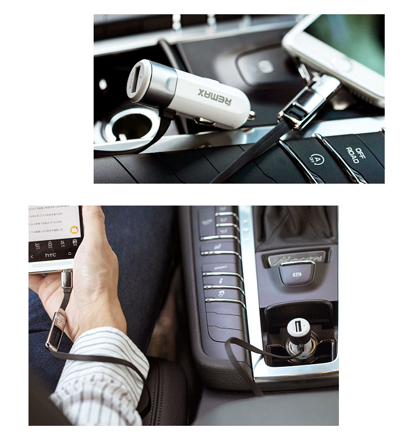 Remax RCC102 Chargeur Allume Cigare avec Cable 2en1