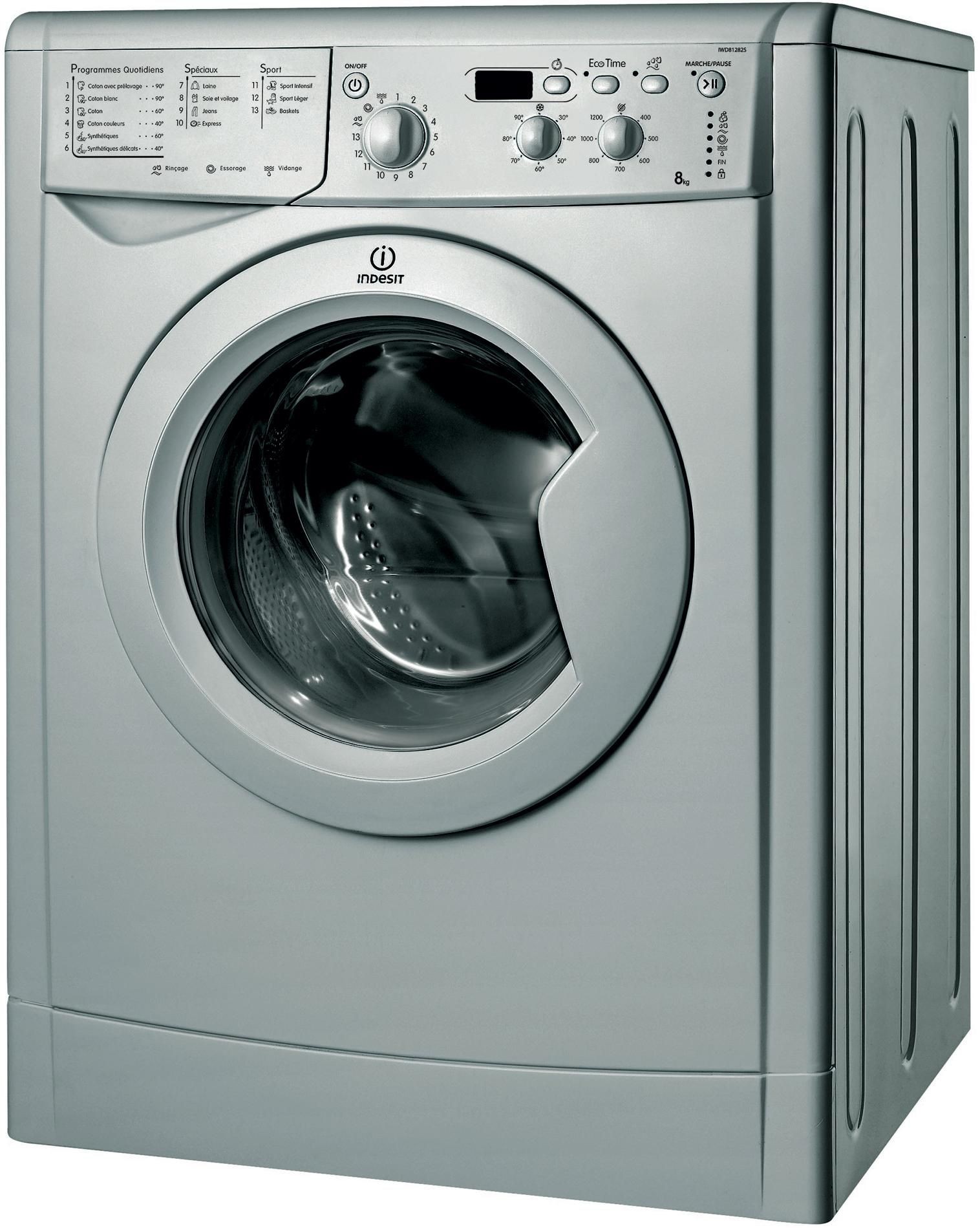 Machine à laver INDESIT automatique 8 Kg 1200trs avec afficheur Silver