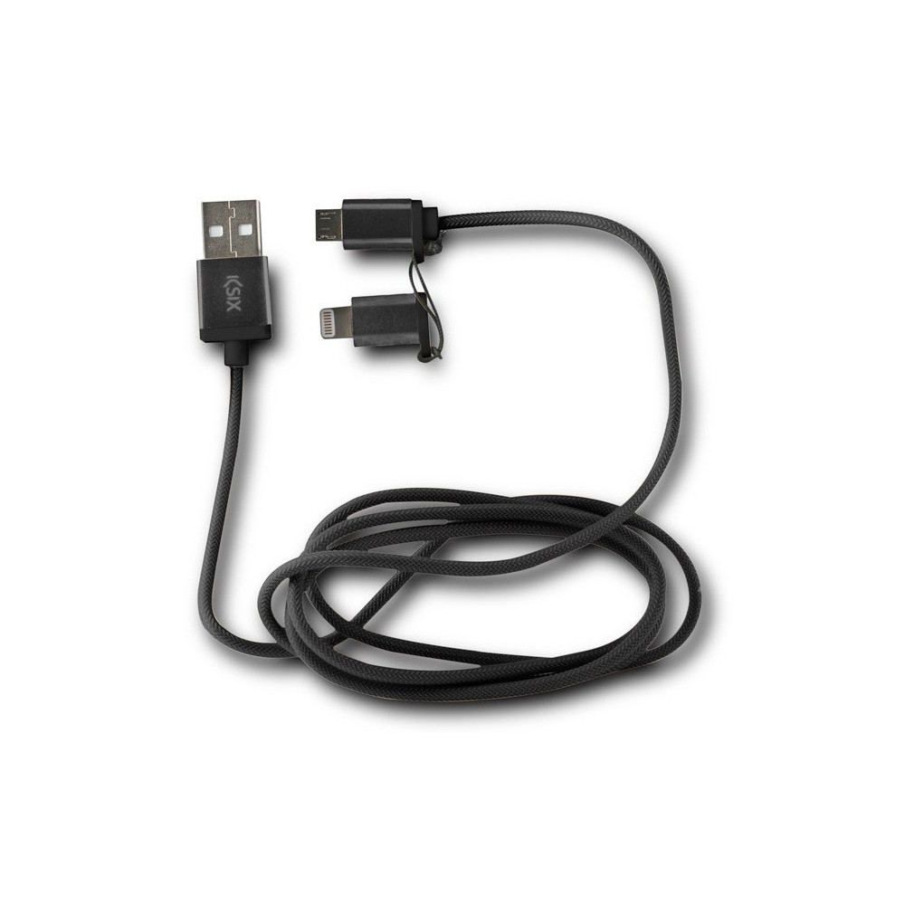 Câble Ksix 2en1 USB vers Micro USB / Lightning / Noir