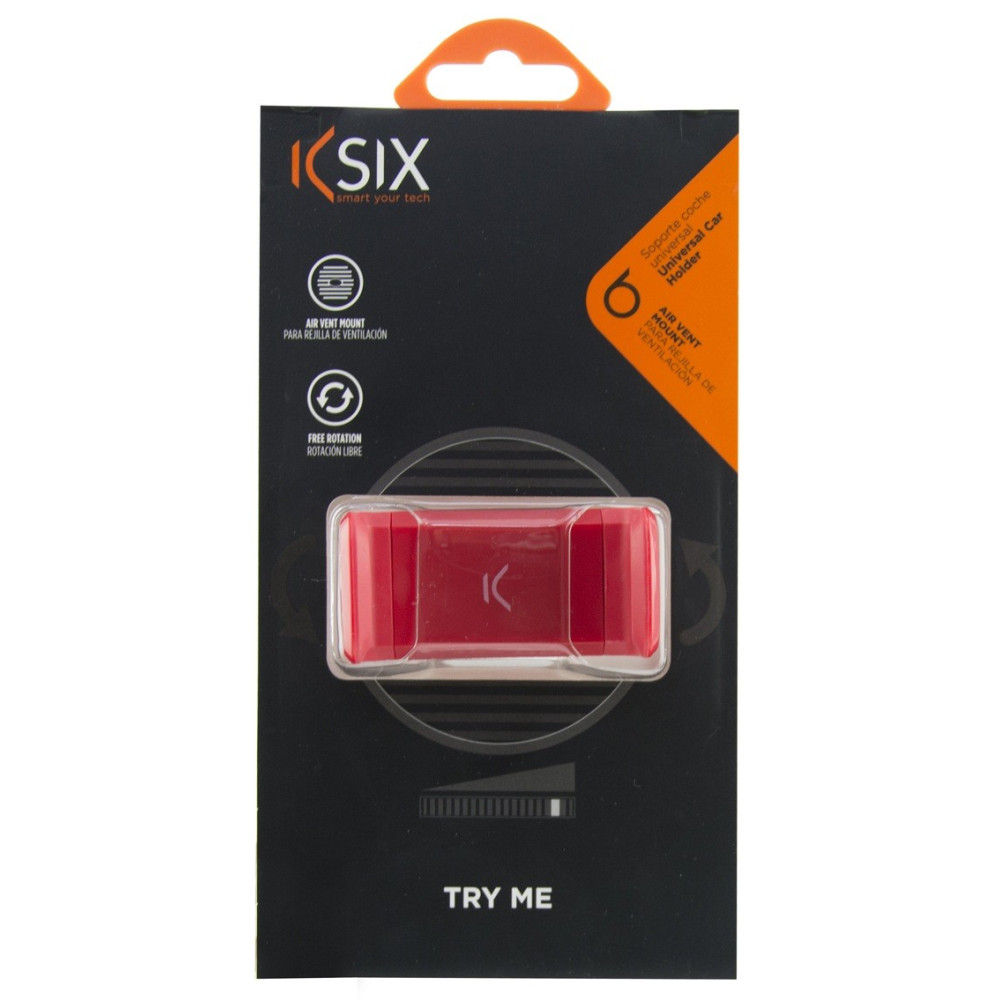 Support voiture rotatif Ksix pour Smartphone / Rouge