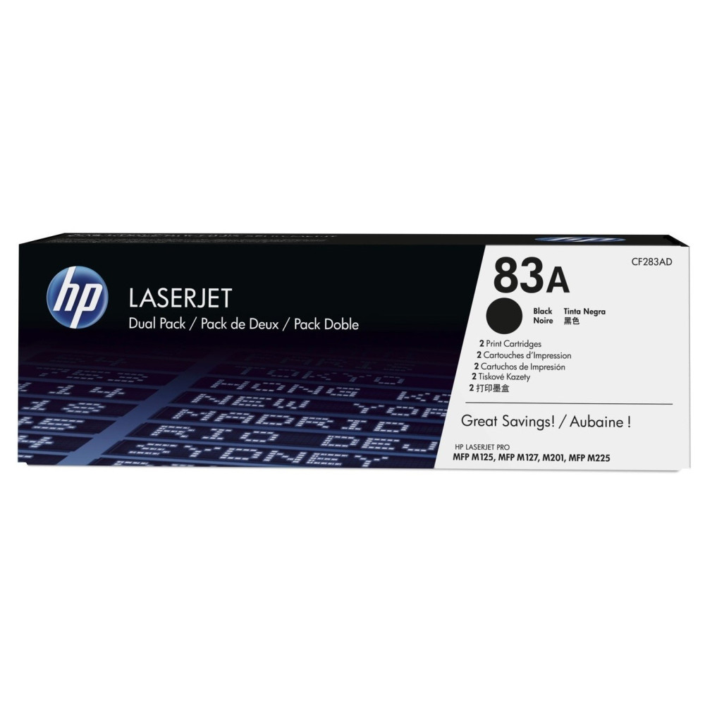 Pack de 2 toners Original HP LaserJet 83A / Noir