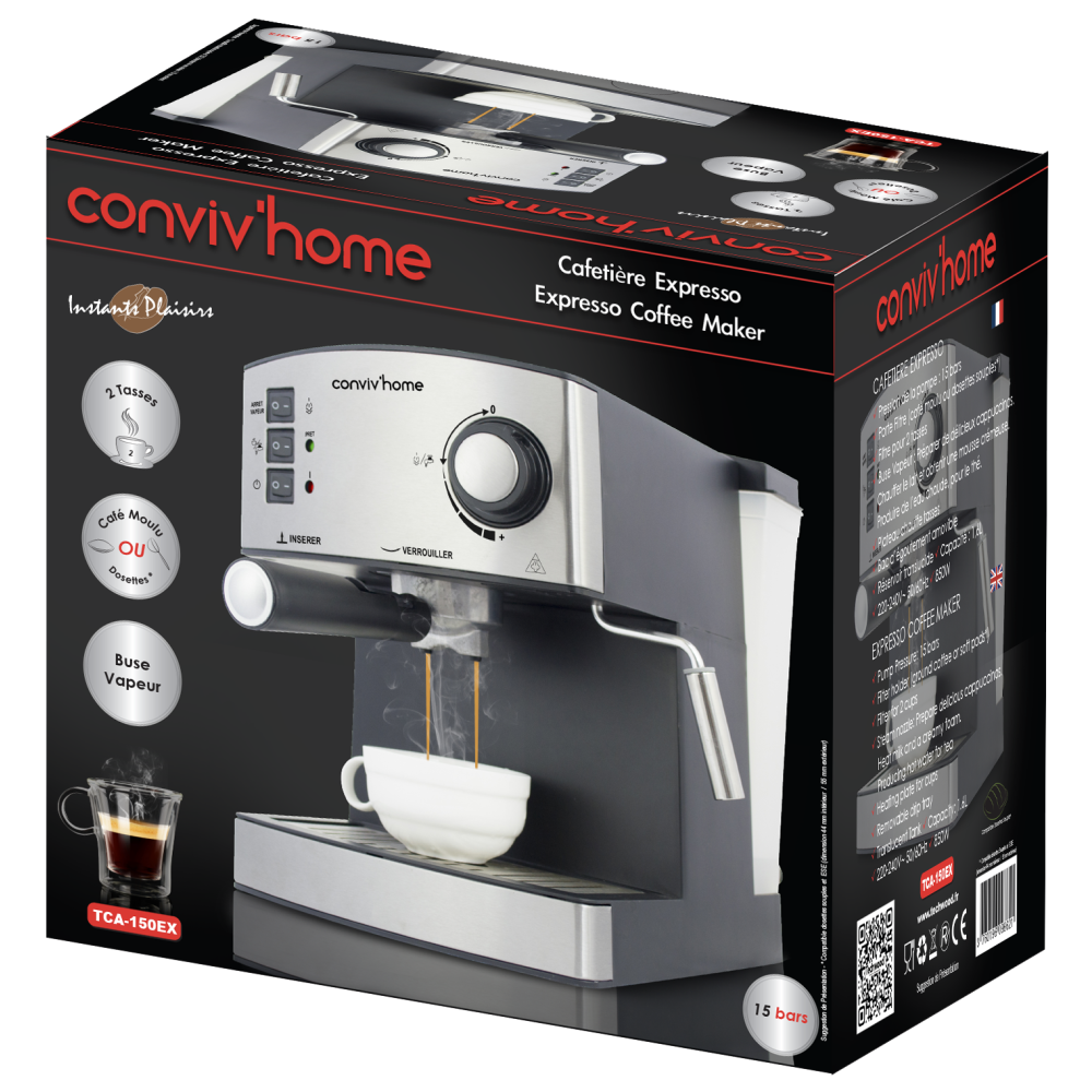 Cafetière Expresso Inox Techwood TCA-150EX