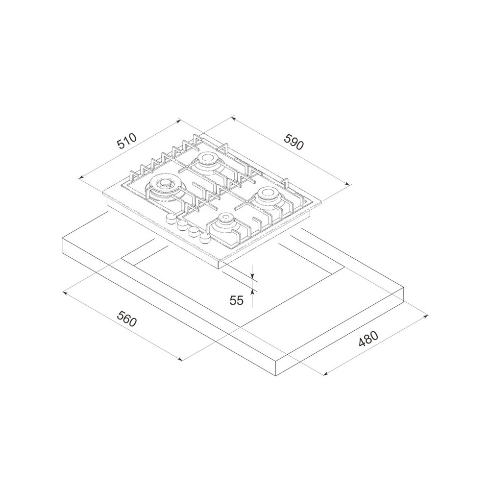 Table de cuisson Focus F804X / 60 cm / Inox