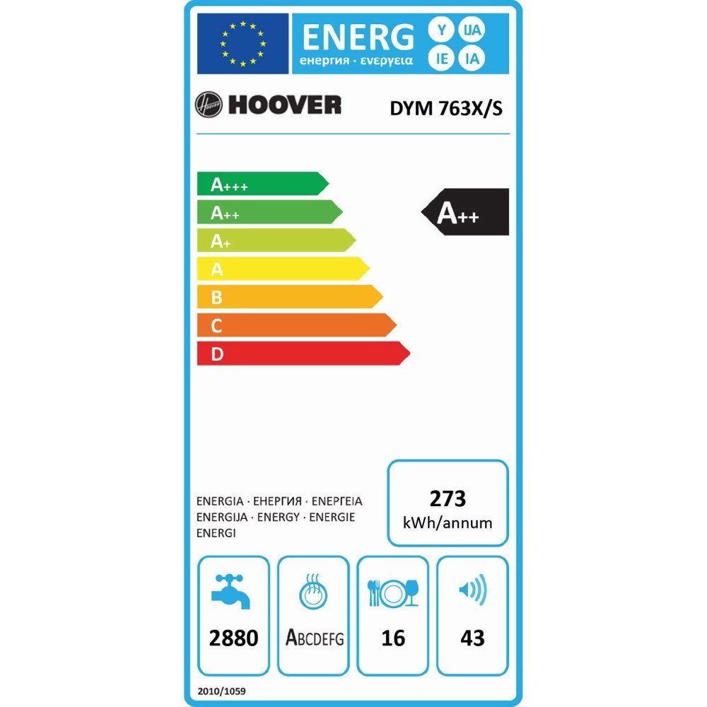 Lave-vaisselle Hoover 60 cm / 16 Couverts / Inox