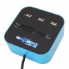 Hub 3 ports USB 2.0 + Lecteur de cartes / Bleu
