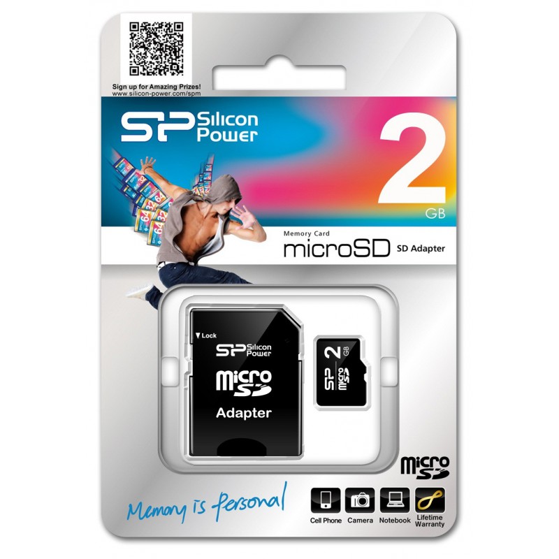 Carte micro SD 2Go + Adaptateur SD