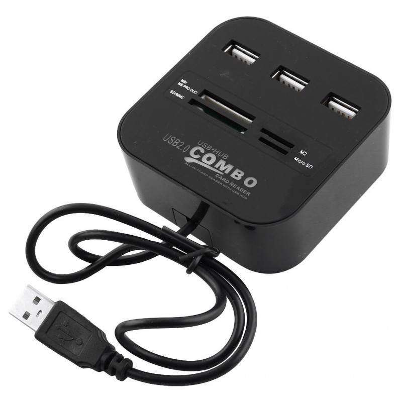 Micro USB Hub Combo 2.0, lecteur de cartes à 3 Ports, séparateur multi-usb  haute vitesse, Hub USB Combo tout-en-un pour PC, accessoires d'ordinateur –  les meilleurs produits dans la boutique en ligne