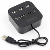 Hub 3 ports USB 2.0 + Lecteur de cartes / Noir