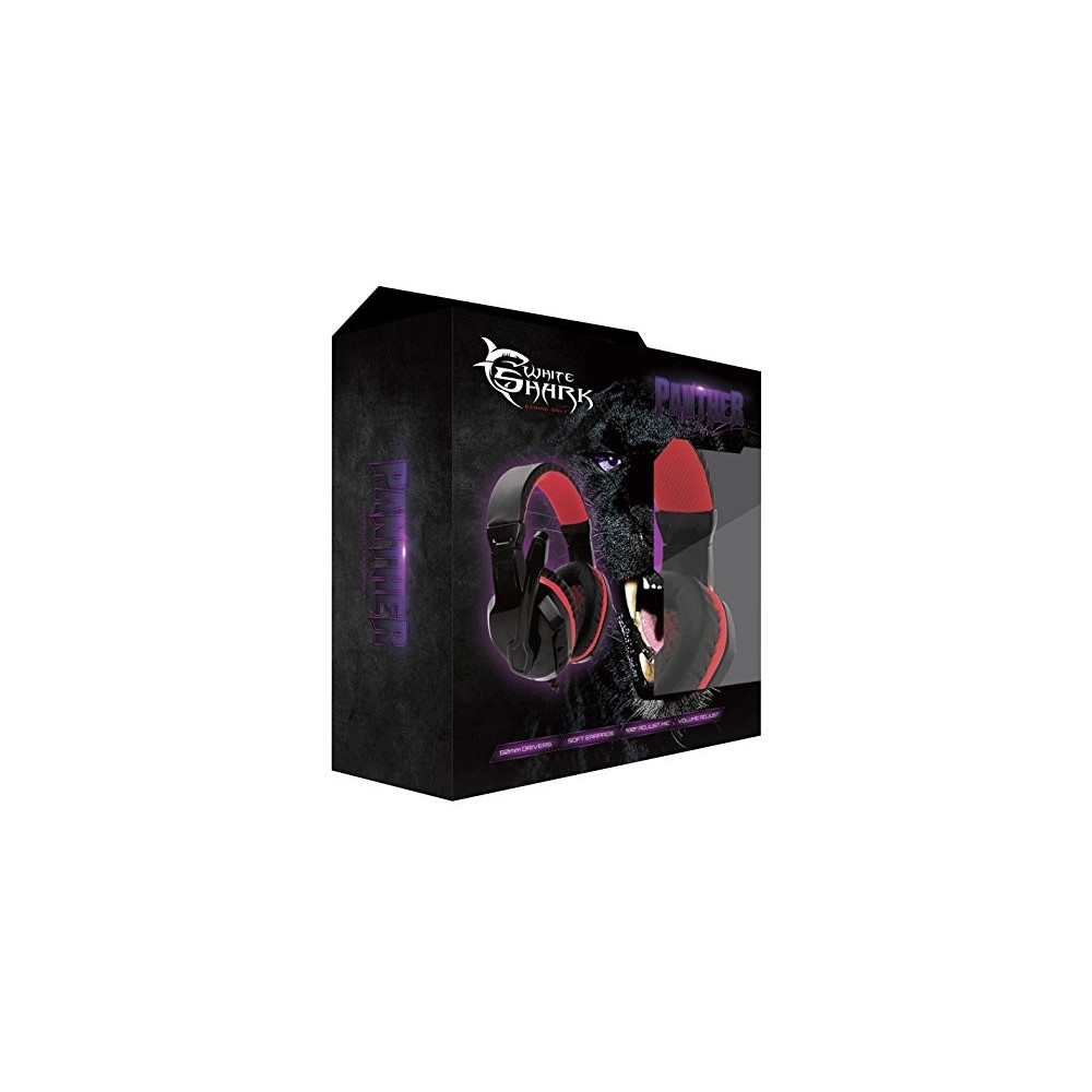 Casque Micro Gaming White Shark Panther / Noir & Rouge