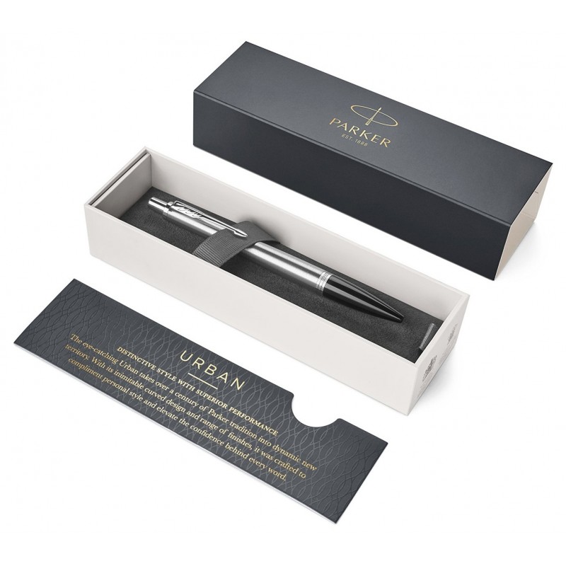 Stylo Bille Parker Folio Acier Inoxydable Garniture Chromée - Neuf
