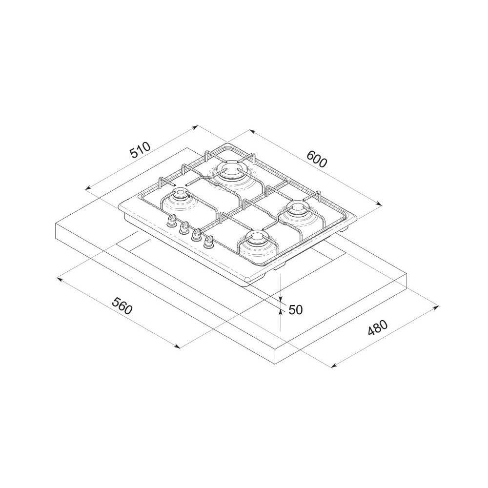 Table de cuisson Focus F808X / 60 cm / Inox