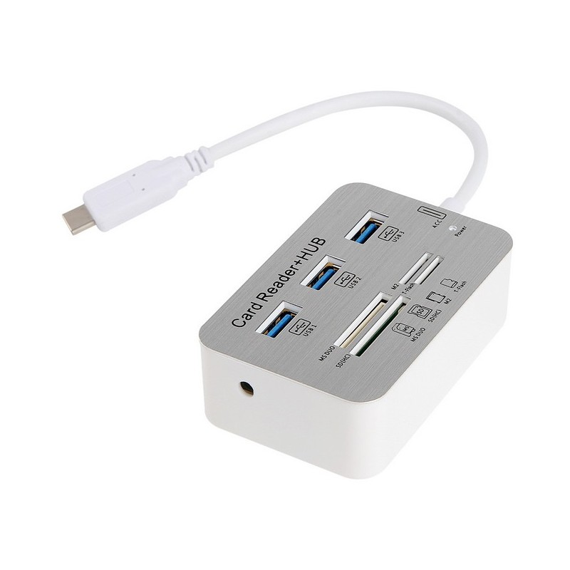 24€ sur USB Hub +Lecteur de carte mémoire externe 3 ports USB