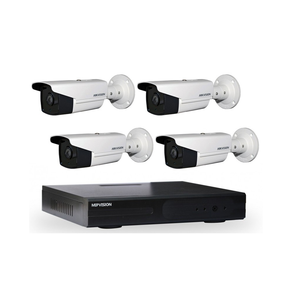 Kit DVR AHD 4 canaux + 4 Caméras Hikvision Externes 1MP
