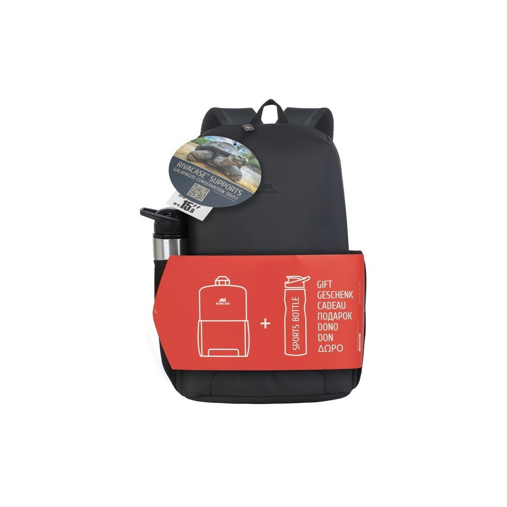Pack Sac à dos 15.6" Rivacase 8068 + Bouteille de sport / Noir