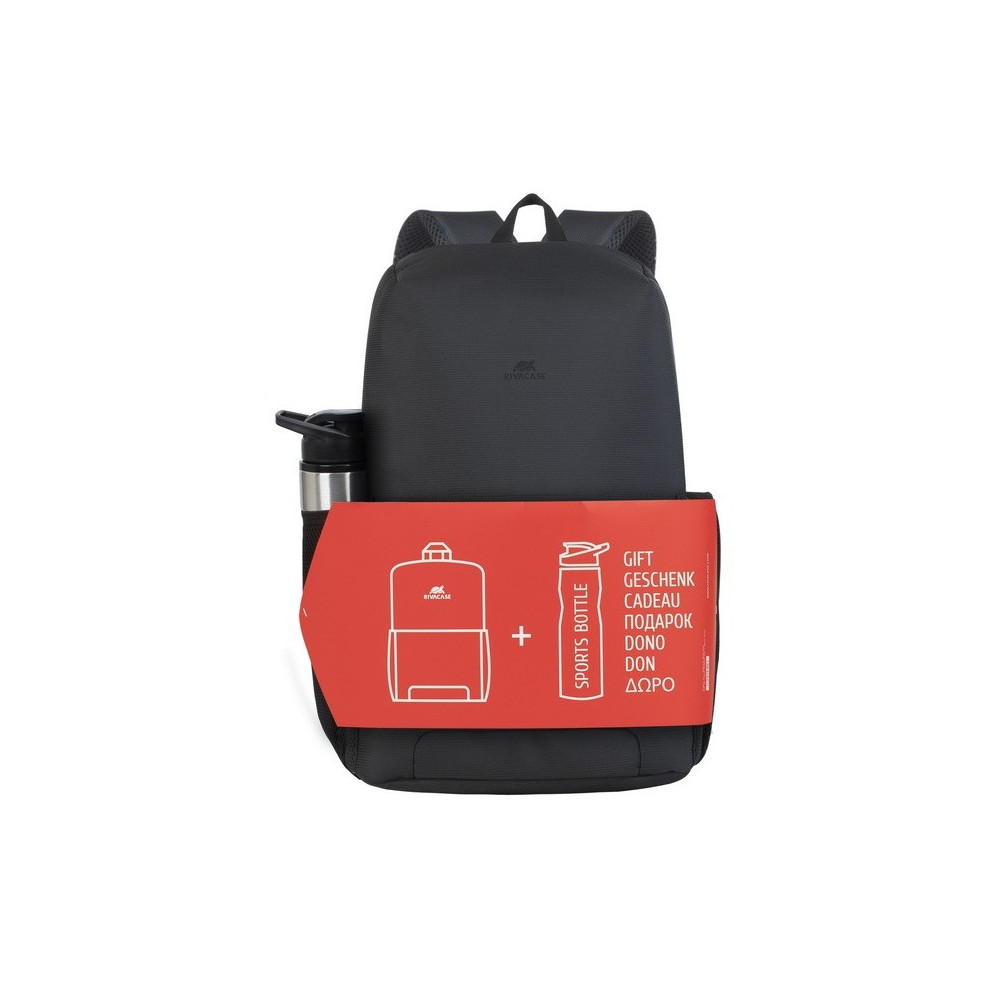 Pack Sac à dos 15.6" Rivacase 8068 + Bouteille de sport / Noir