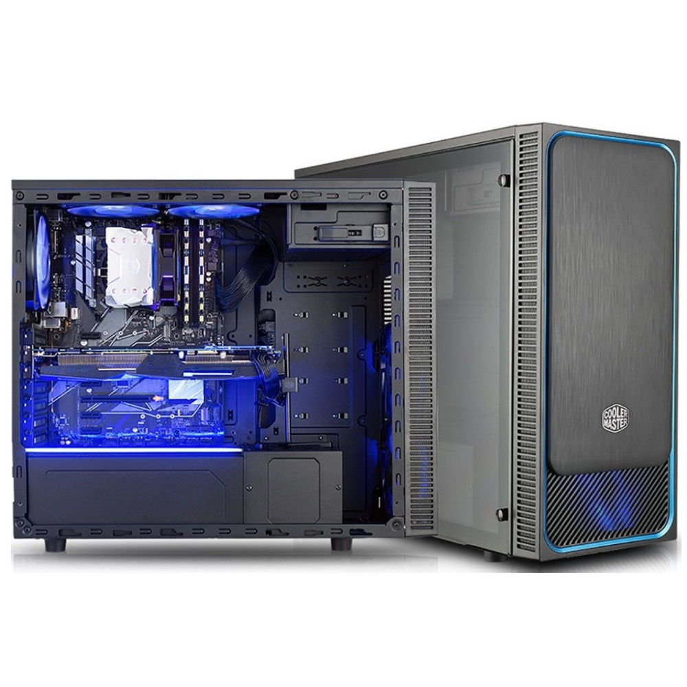 Boitier Gamer Cooler Master MasterBox E500L Bleu avec fenêtre