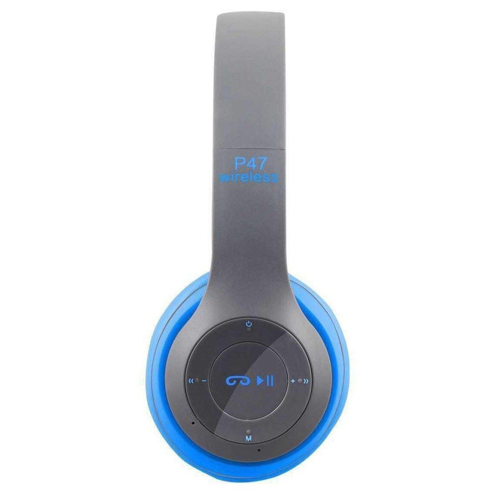 Casque-Micro Bluetooth P47 / Gris & Bleu
