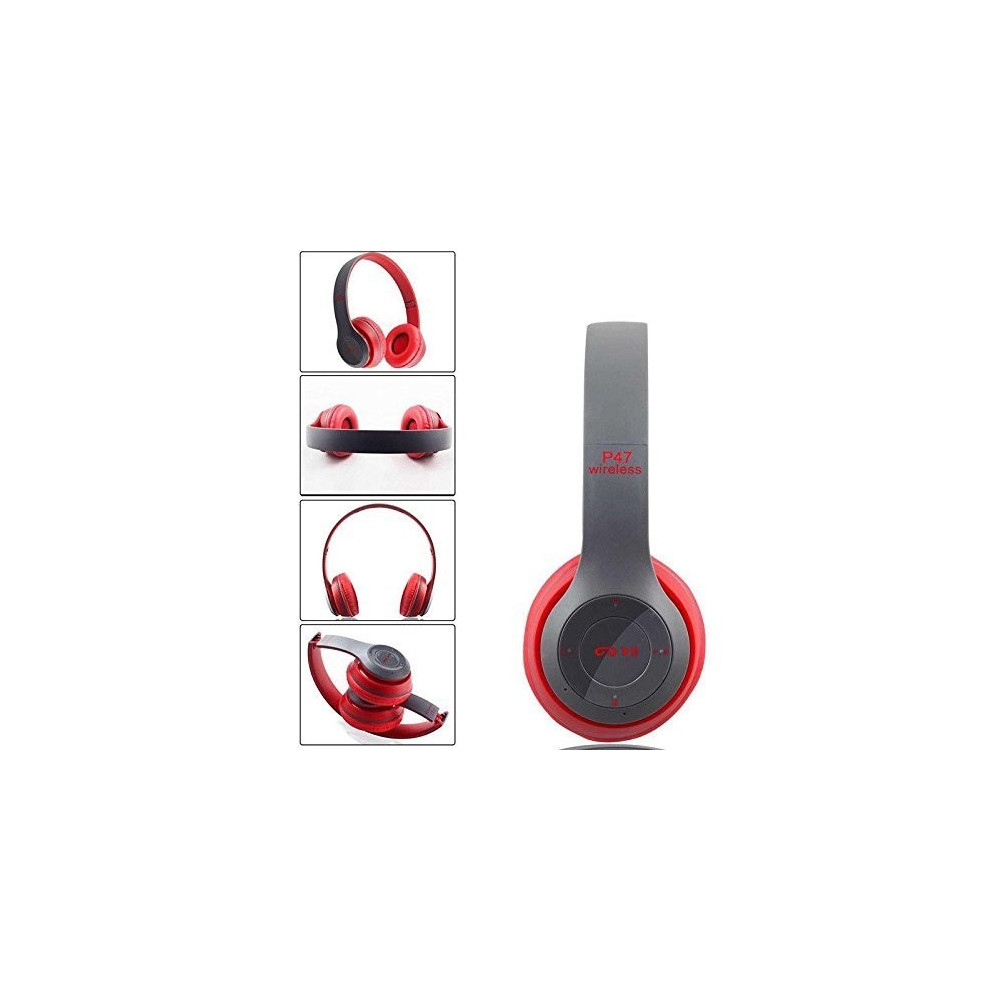 Casque-Micro Bluetooth P47 / Gris & Rouge