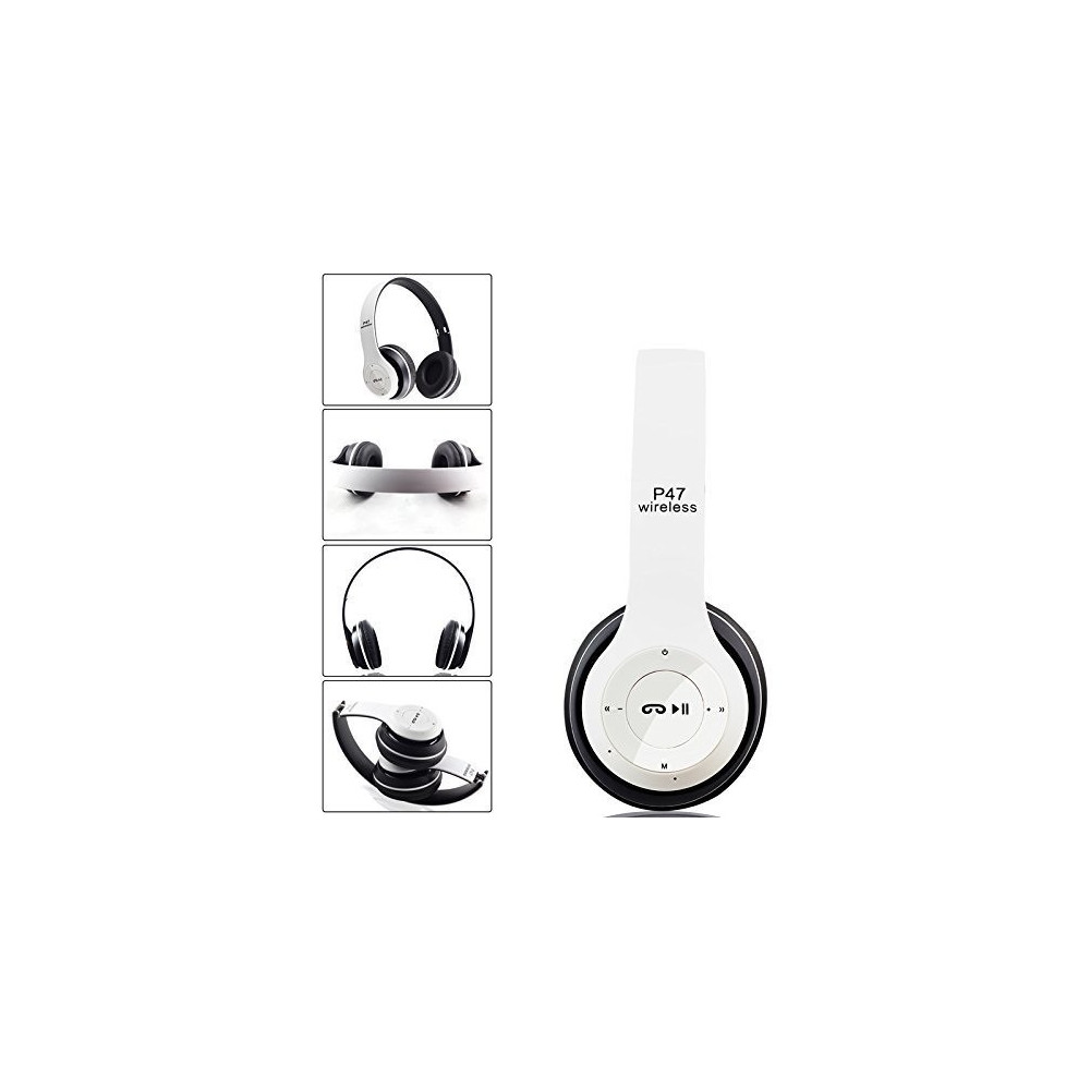 Casque-Micro Bluetooth P47 / Blanc & Noir