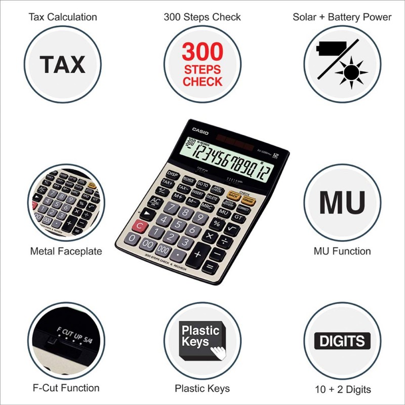 CALCULATRICE DE BUREAU 12 CHIFFRES CASIO DJ-220D PLUS