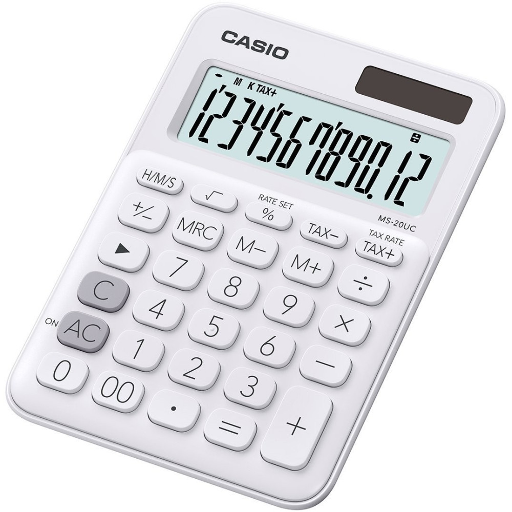 Calculatrice de bureau 12 chiffres Casio MS-20UC-WE / Blanc
