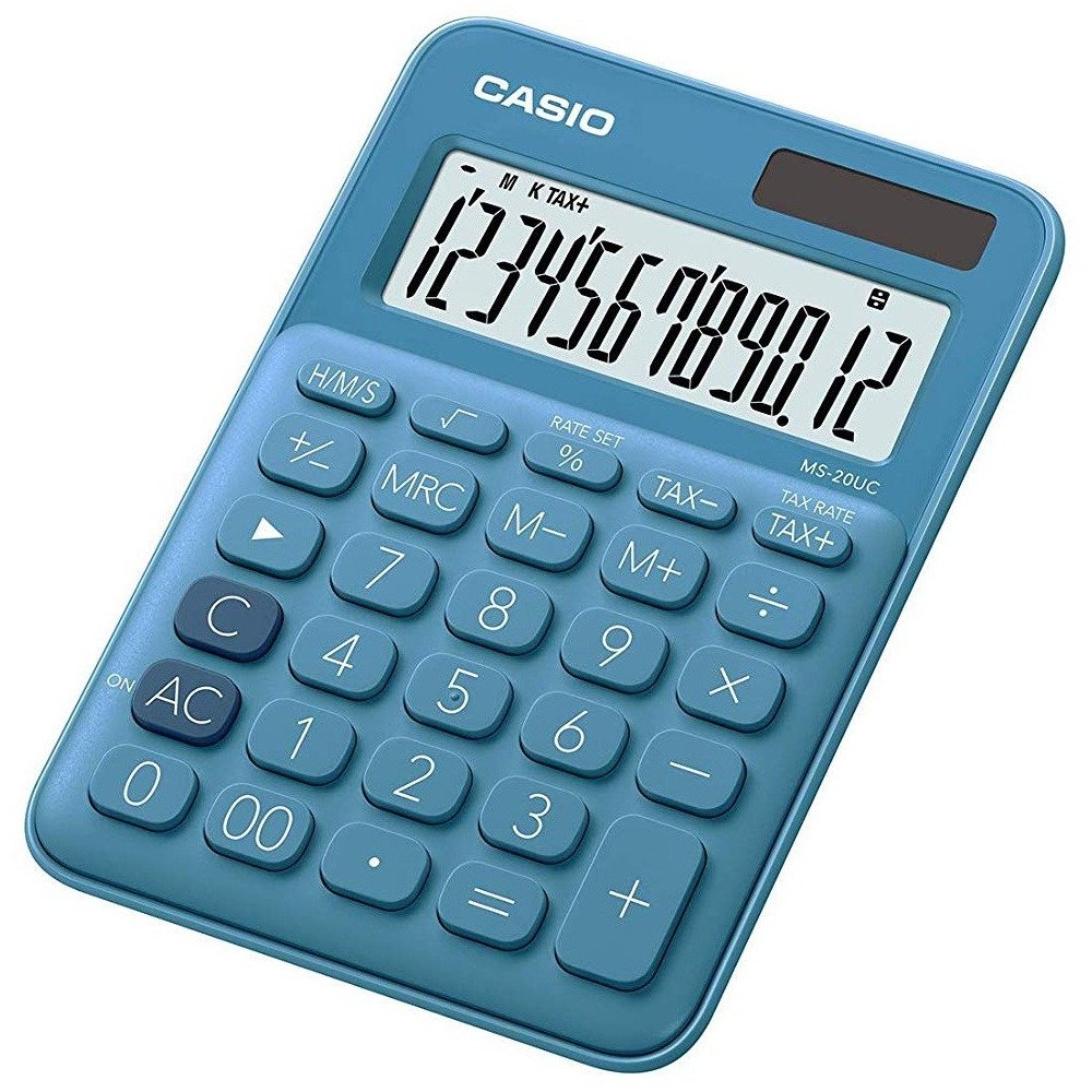 Calculatrice de bureau 12 chiffres Casio MS-20UC-BU / Bleu