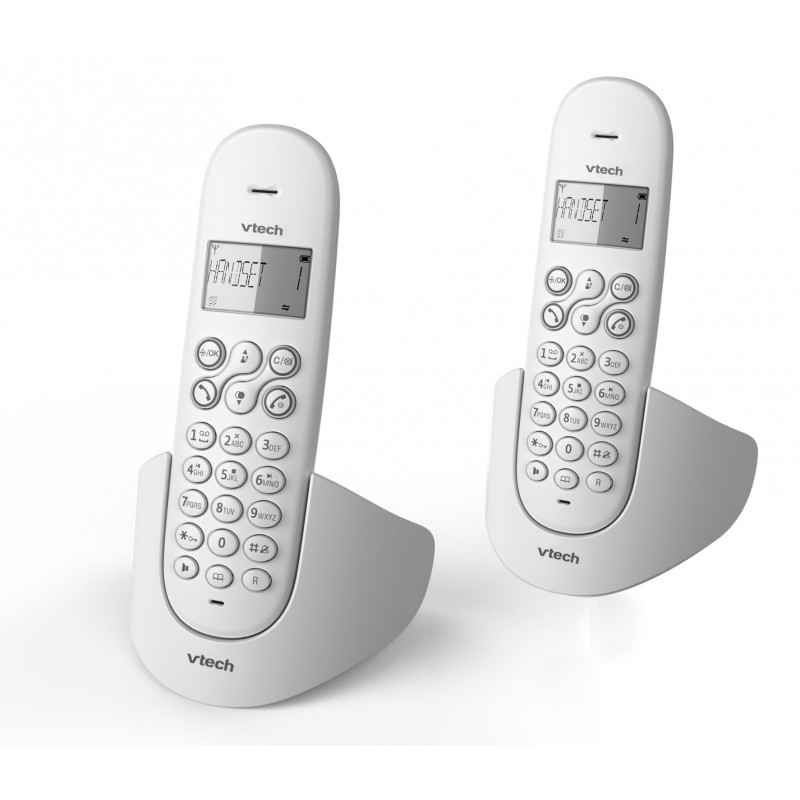 Téléphone DECT Sans Fil avec Haut Parleur VTech Duo CS1101 / Blanc