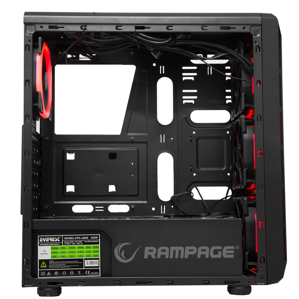 Boiter Gaming Everest Rampage SHADOW LED avec Fenêtre / 600W
