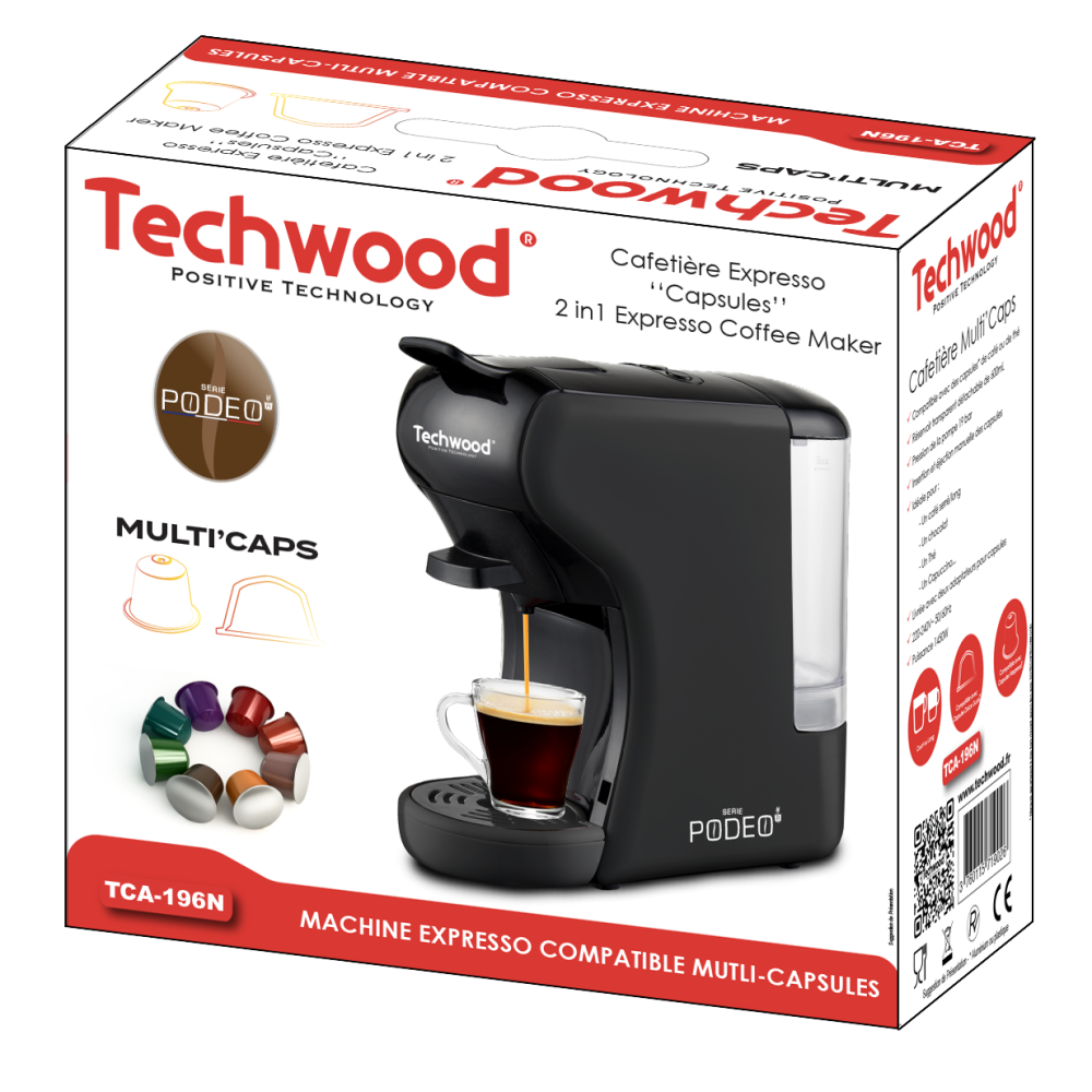 Cafetière Nespresso ‘‘Capsules’’ Techwood 196N / Noir