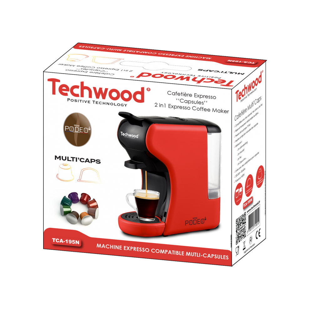 Cafetière Nespresso ‘‘Capsules’’ Techwood 195N / Rouge