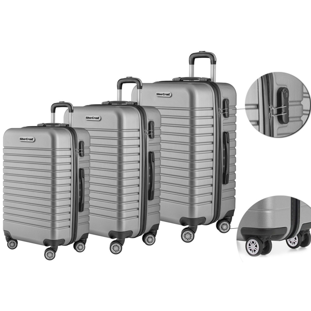 Set de 3 Valises à roulettes SilverCrest / Gris