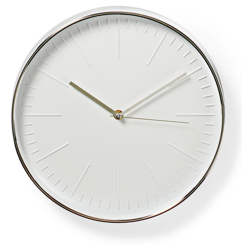 Horloge murale Nedis 30 cm / Blanc et Argent