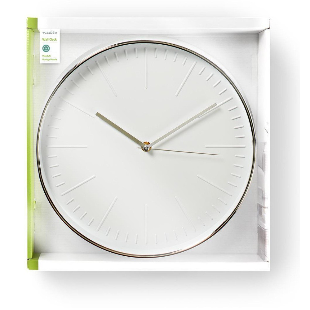 Horloge murale Nedis 30 cm / Blanc et Argent
