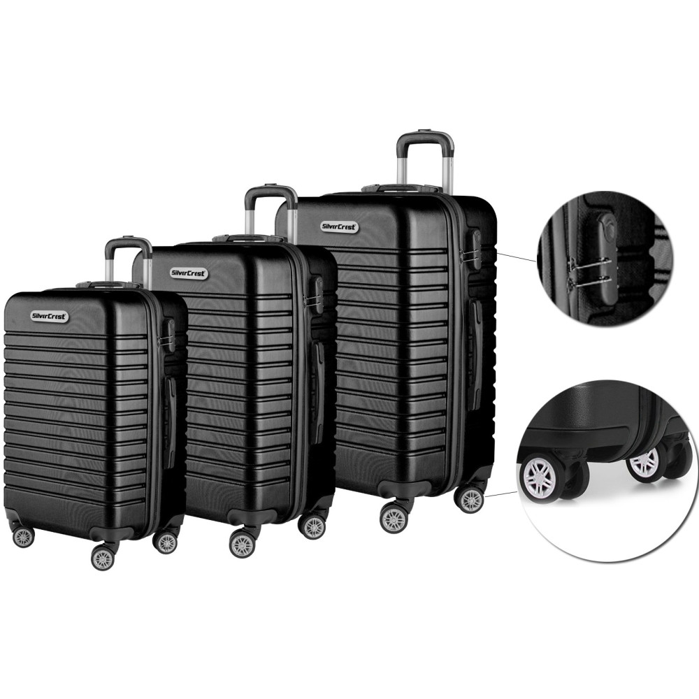 Set de 3 Valises à roulettes SilverCrest / Noir