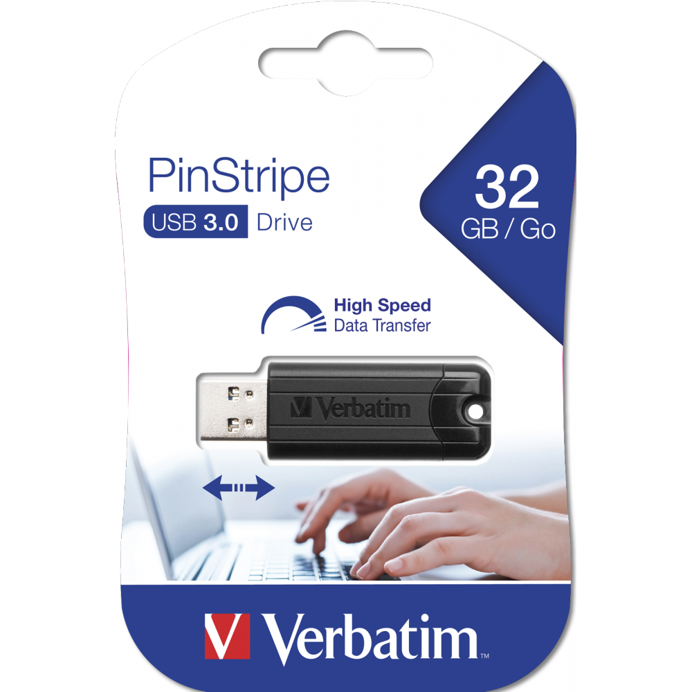 Clé USB Verbatim PinStripe 3.0 / 32 Go / Noir