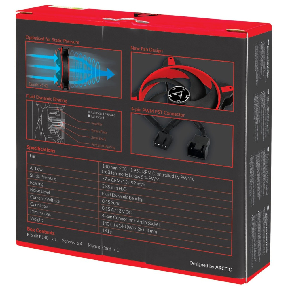 Ventilateur de boîtier pour Gamer Arctic BioniX P140 / Rouge