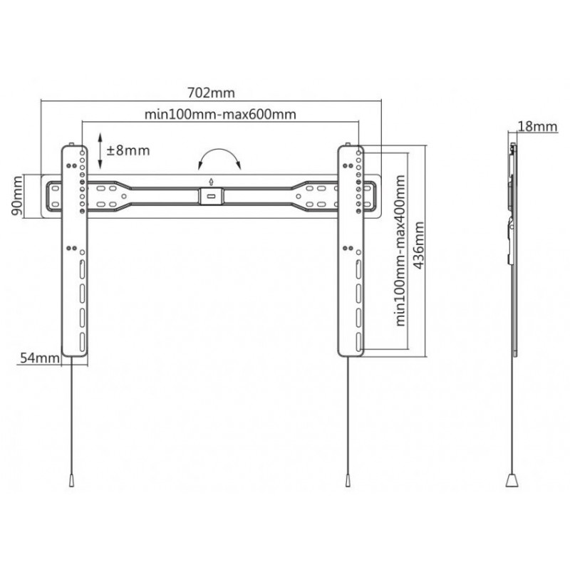 Support mural celexon Expert Adjust-4275WB réglable en hauteur