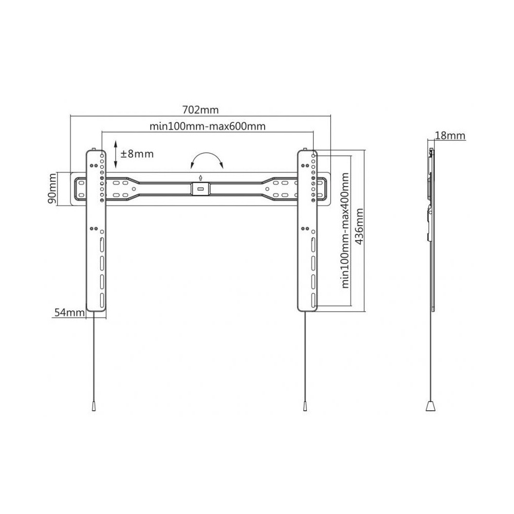 Support Mural SBOX PLB-5746F pour Téléviseur Incurvée 37"-70"