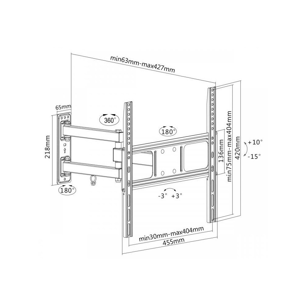 Support Pivotant SBOX PLB-3644 pour Téléviseur 32"-55"
